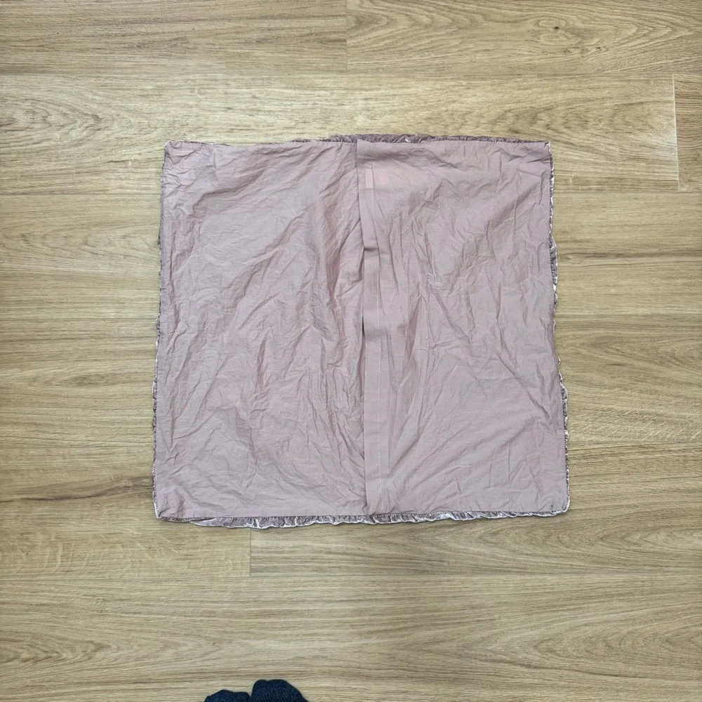 West Elm Velvet Front Cotton Back Pillow Sham Cover Dusty Pink 26 Inch Square